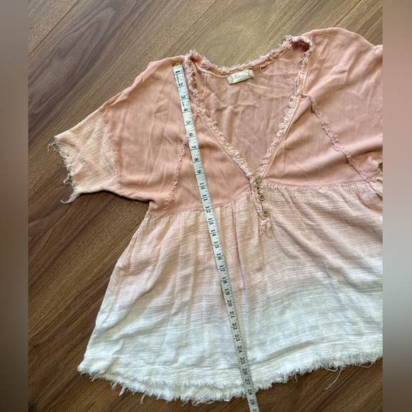 Altar'd State Top Pink Blush & White Ombre Flowy Boho Blouse Free People Sz M - Picture 11 of 12